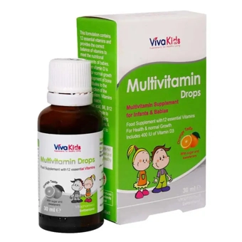 قطره مولتي ويتامين ويوا کيدز 30 ml طعم پرتقال پورا طب گستر ايرانيان