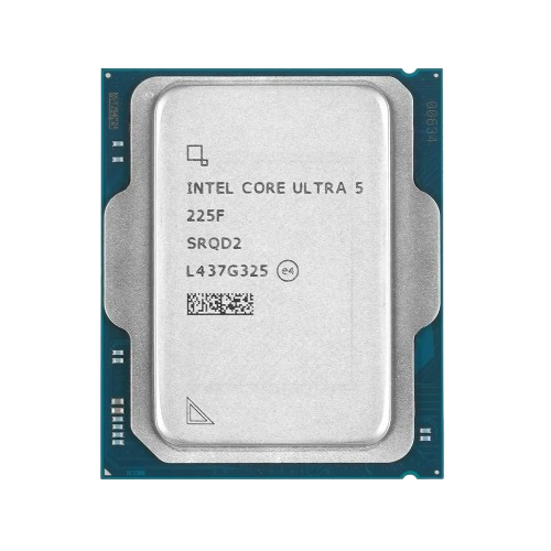 پردازنده Intel Core Ultra 5 225F Tray نمای روبهرو پردازنده Intel Core Ultra 5 225F Tray با Spec Code SRQD2 و سوکت LGA1851