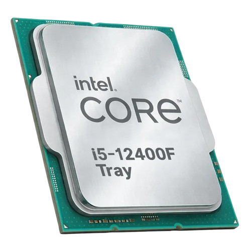 نمای سهبعدی Intel Core i5-12400F Tray نمای زاویهدار پردازنده اینتل Core i5-12400F Tray با سوکت LGA1700 و شش هسته پردازشی