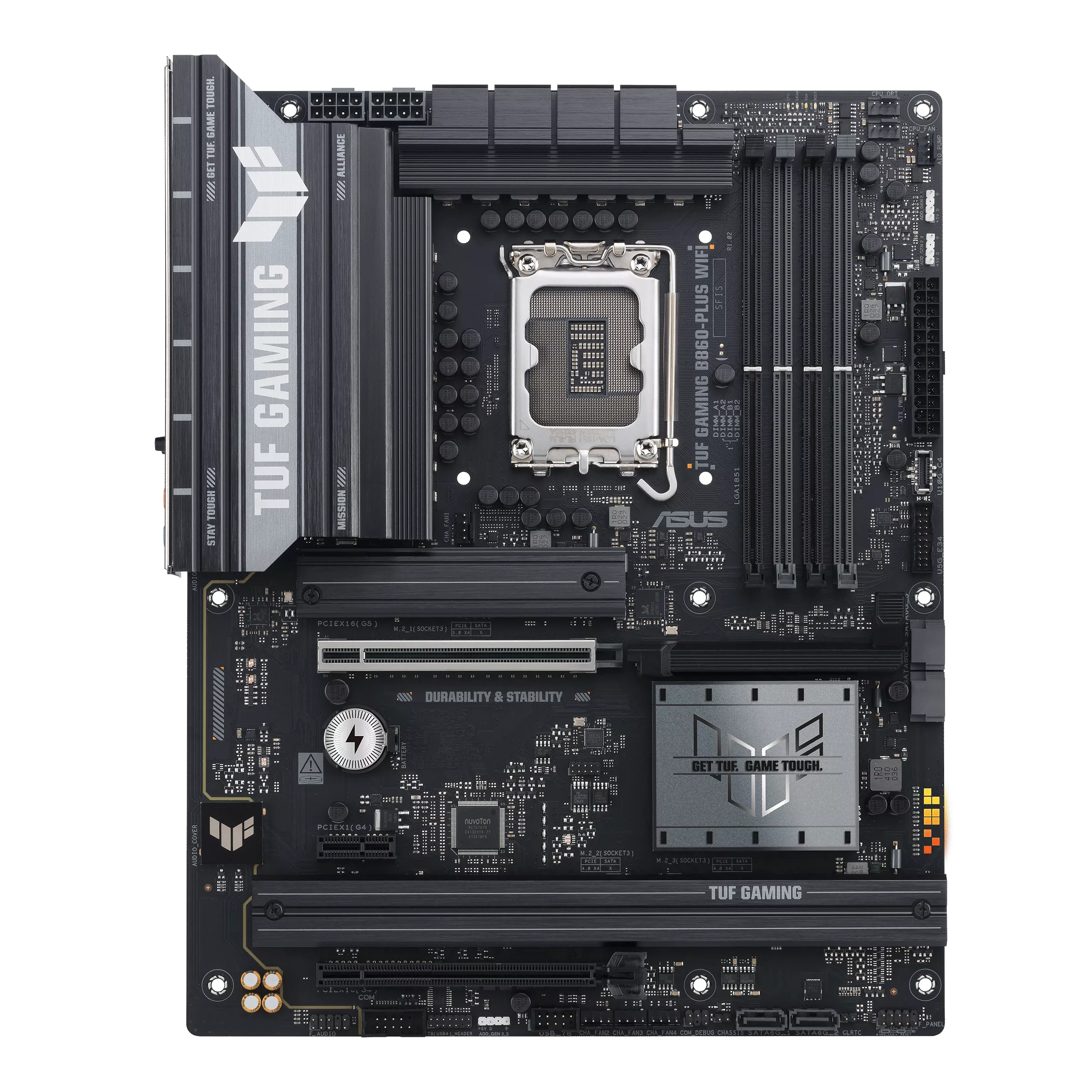 ASUS TUF GAMING B860-PLUS WIFI Motherboard – Full Overview مادربرد گیمینگ ASUS TUF GAMING B860-PLUS WIFI با چیپست Intel B860 و پشتیبانی DDR5