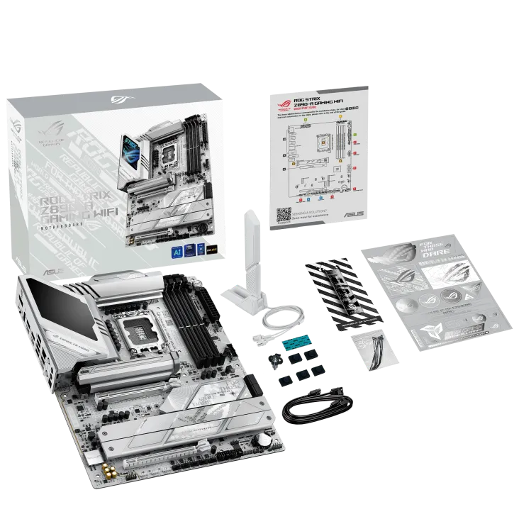 جعبه و محتویات مادربرد ایسوس STRIX Z890-A بستهبندی مادربرد ASUS ROG STRIX Z890-A GAMING WIFI