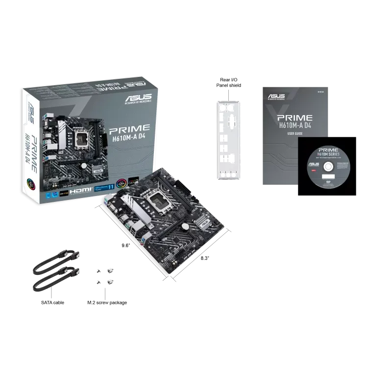 جعبه اصلی مادربرد ASUS PRIME H610M-A D4 تصویر کامل جعبه مادربرد PRIME H610M-A D4