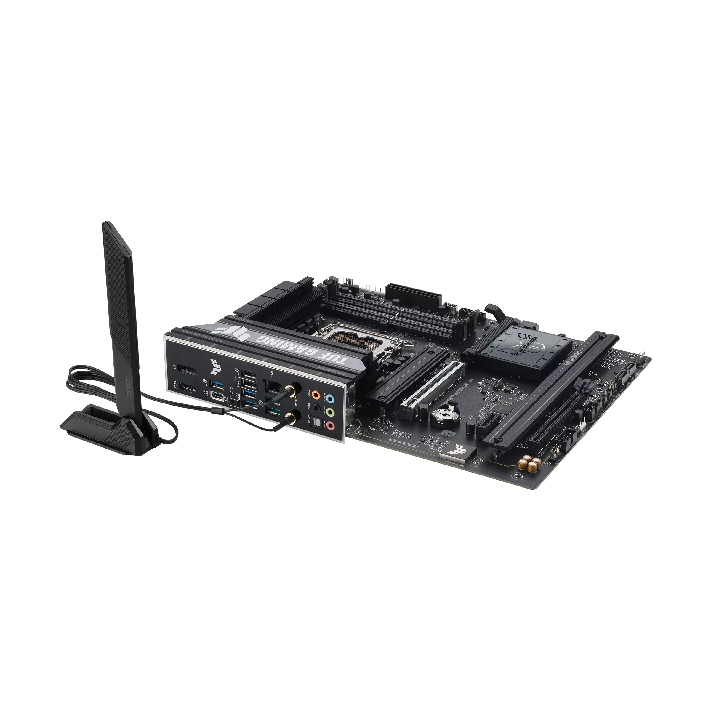 ASUS TUF GAMING B860-PLUS WIFI – WiFi 7 Antenna Included تصویر مادربرد ASUS TUF GAMING B860-PLUS WIFI همراه با آنتن WiFi 7
