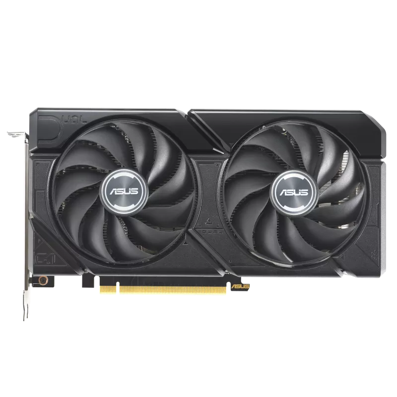کارت گرافیک ASUS Dual GeForce RTX 4060 Ti 8GB EVO – نمای جلو با دو فن کارت گرافیک ASUS Dual GeForce RTX 4060 Ti 8GB EVO – نمای جلو با دو فن