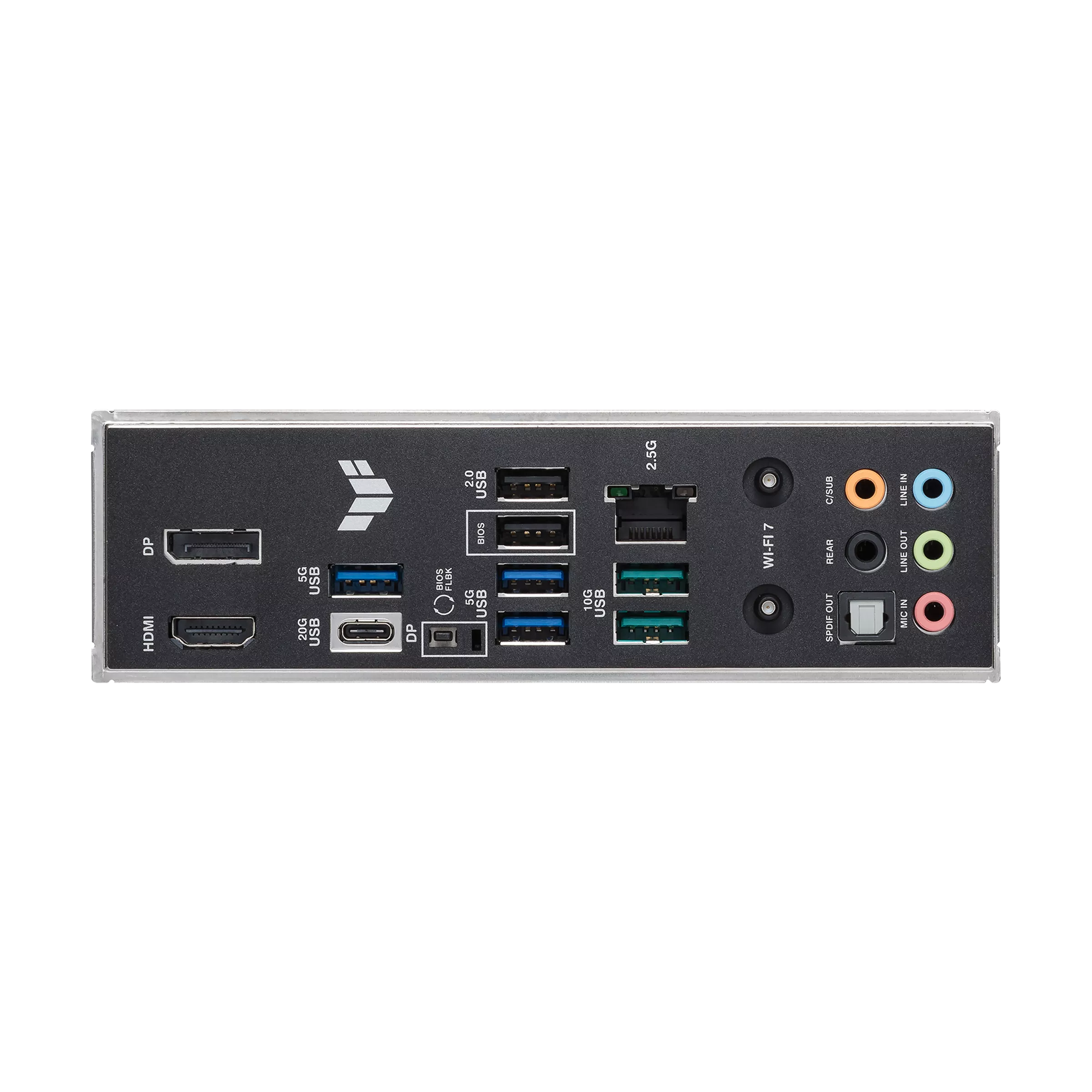 title: ASUS TUF GAMING B860-PLUS WIFI – Rear I/O Ports Overview پنل پشتی مادربرد ASUS TUF GAMING B860-PLUS WIFI با پورتهای USB، LAN و WiFi 7