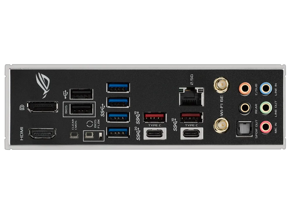 درگاههای USB و شبکه مادربرد Z690-F ایسوس نمای پشت پنل مادربرد ROG STRIX Z690-F GAMING WIFI