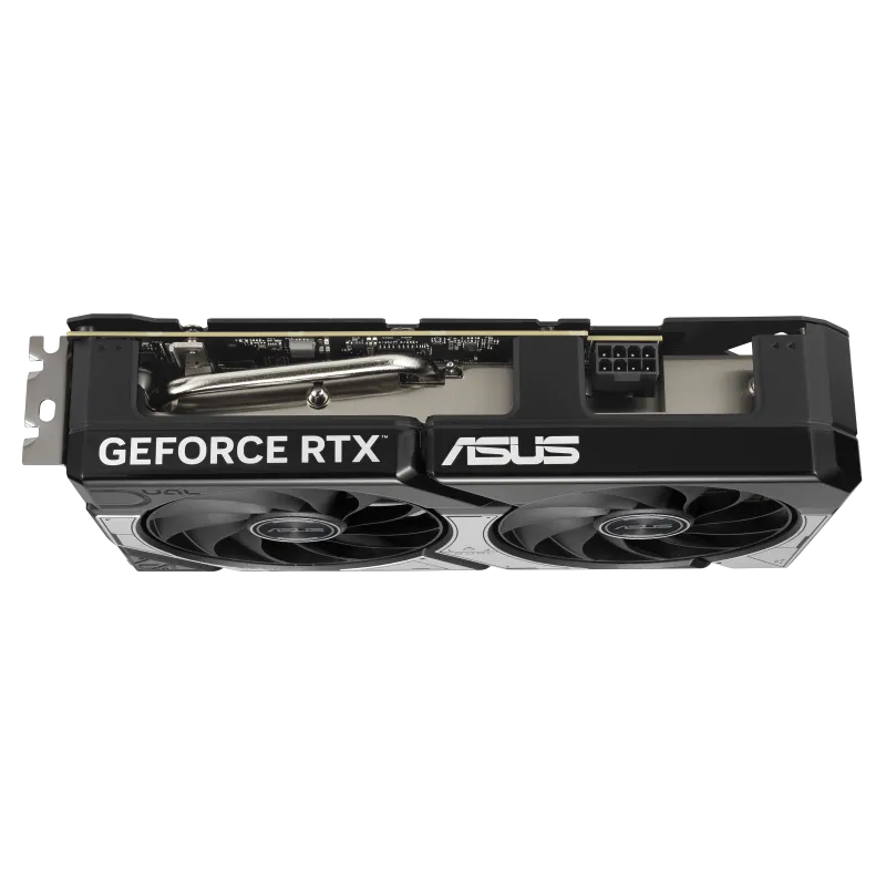 بک‌پلیت فلزی کارت گرافیک ASUS Dual RTX 5060 Ti – استحکام و دفع حرارت