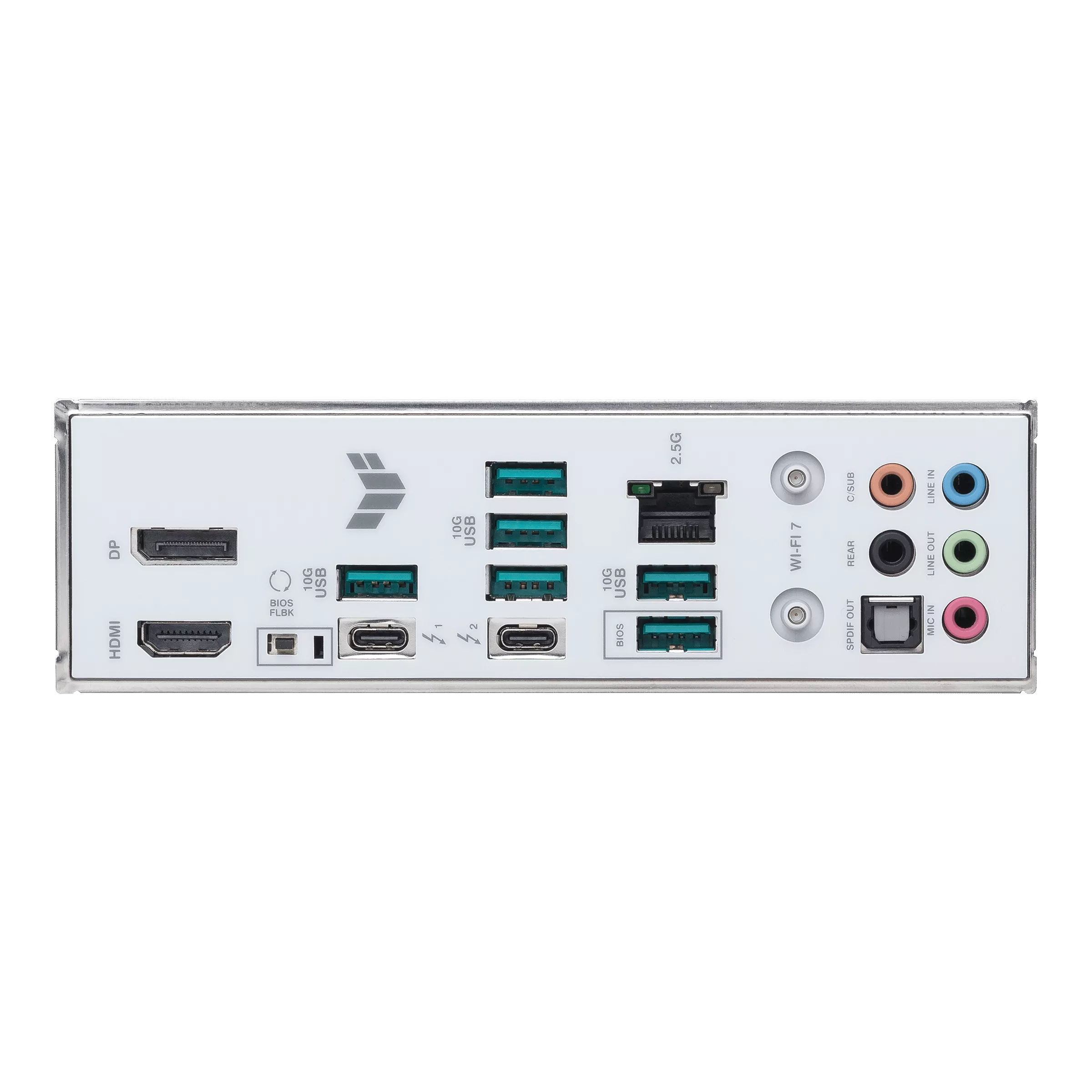 Rear I/O Ports – ASUS TUF GAMING Z890-PRO WIFI پنل پشتی مادربرد ASUS TUF GAMING Z890-PRO WIFI شامل USBهای پرسرعت، HDMI، DisplayPort و شبکه 2.5GbE