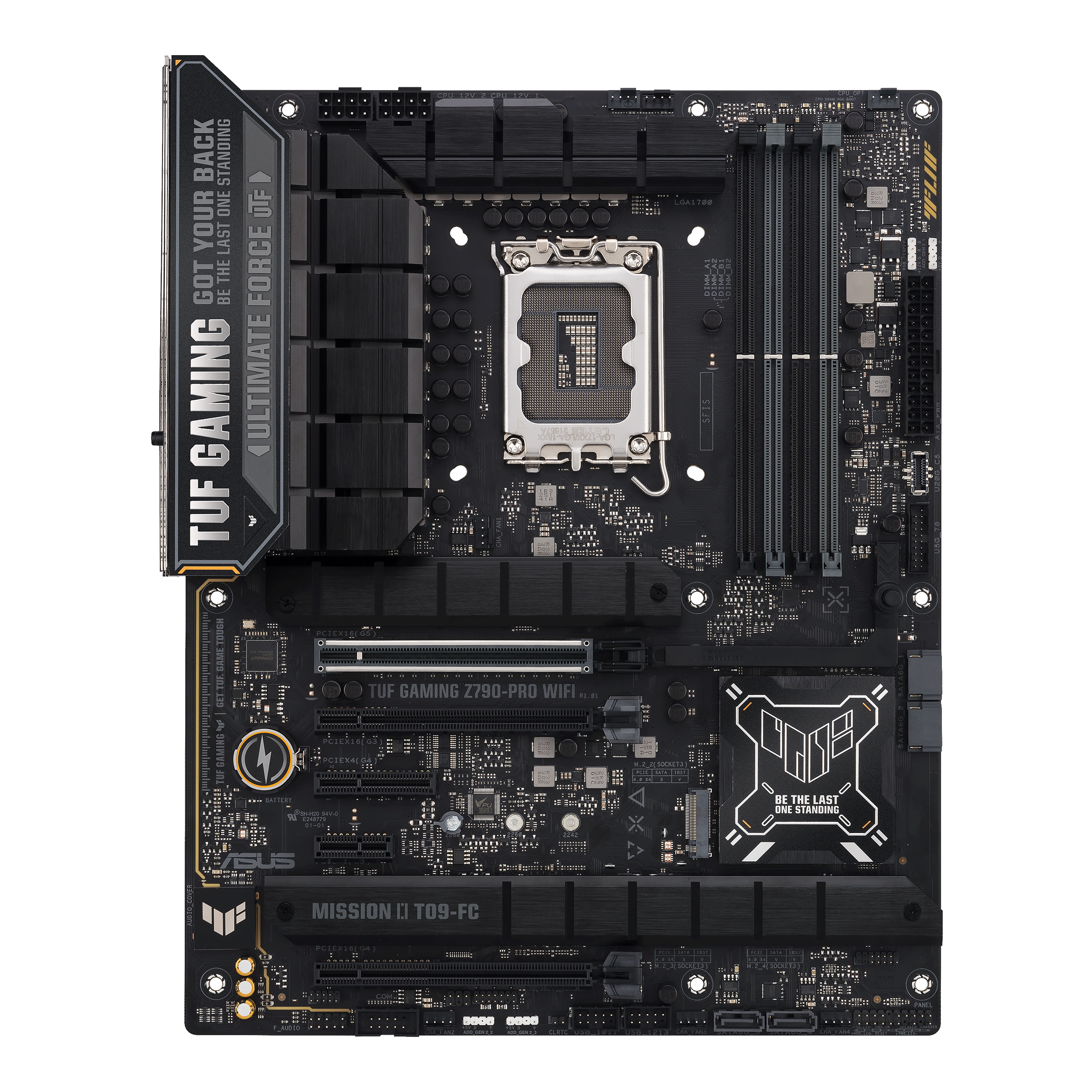 ASUS TUF GAMING Z790-PRO WIFI Motherboard Front Shot تصویر کامل مادربرد ASUS TUF GAMING Z790-PRO WIFI از روبهرو