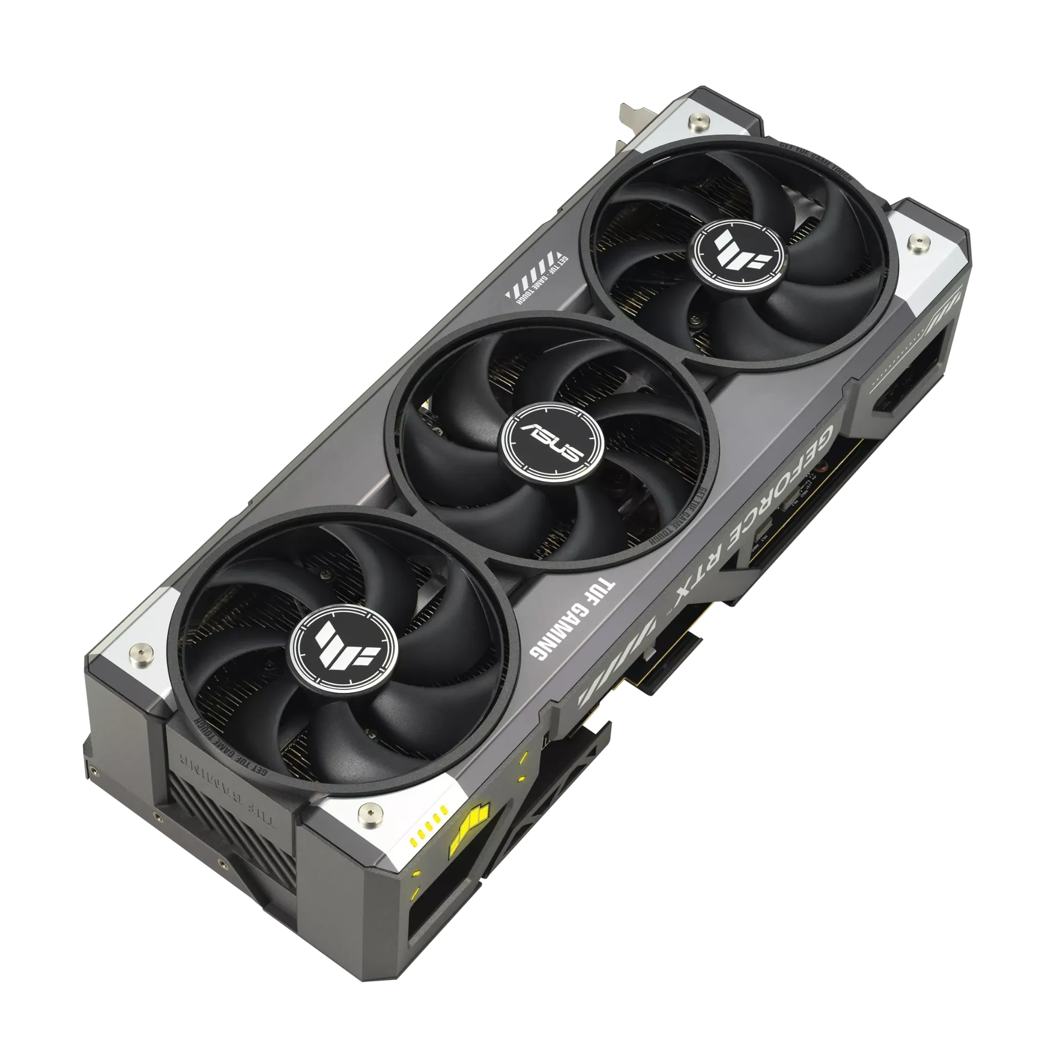ASUS TUF Gaming GeForce RTX 5080 16GB GDDR7 OC Edition – نمای بالا از کارت گرافیک ایسوس برای گیمرهای حرفهای کارت گرافیک ASUS TUF Gaming GeForce RTX 5080 با طراحی سه فن Axial-Tech و خنککنندگی پیشرفته برای بازیهای سنگین