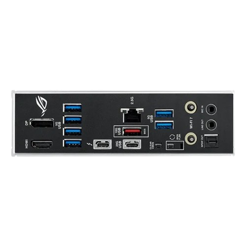 پنل پشتی مادربرد ASUS ROG STRIX B860-F GAMING WIFI با Thunderbolt 4، USB-C، LAN 2.5Gb، HDMI و DisplayPort درگاههای ASUS ROG STRIX B860-F GAMING WIFI