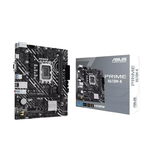 مادربرد ایسوس PRIME H610M-K DDR5 با بستهبندی مادربرد ASUS PRIME H610M-K DDR5 همراه با جعبه محصول