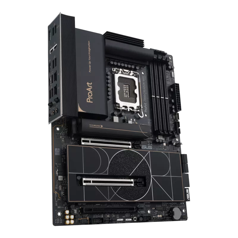 ASUS ProArt Z890-CREATOR WiFi DDR5 Motherboard Top View تصویر مادربرد ASUS ProArt Z890-CREATOR WiFi DDR5 از نمای بالا