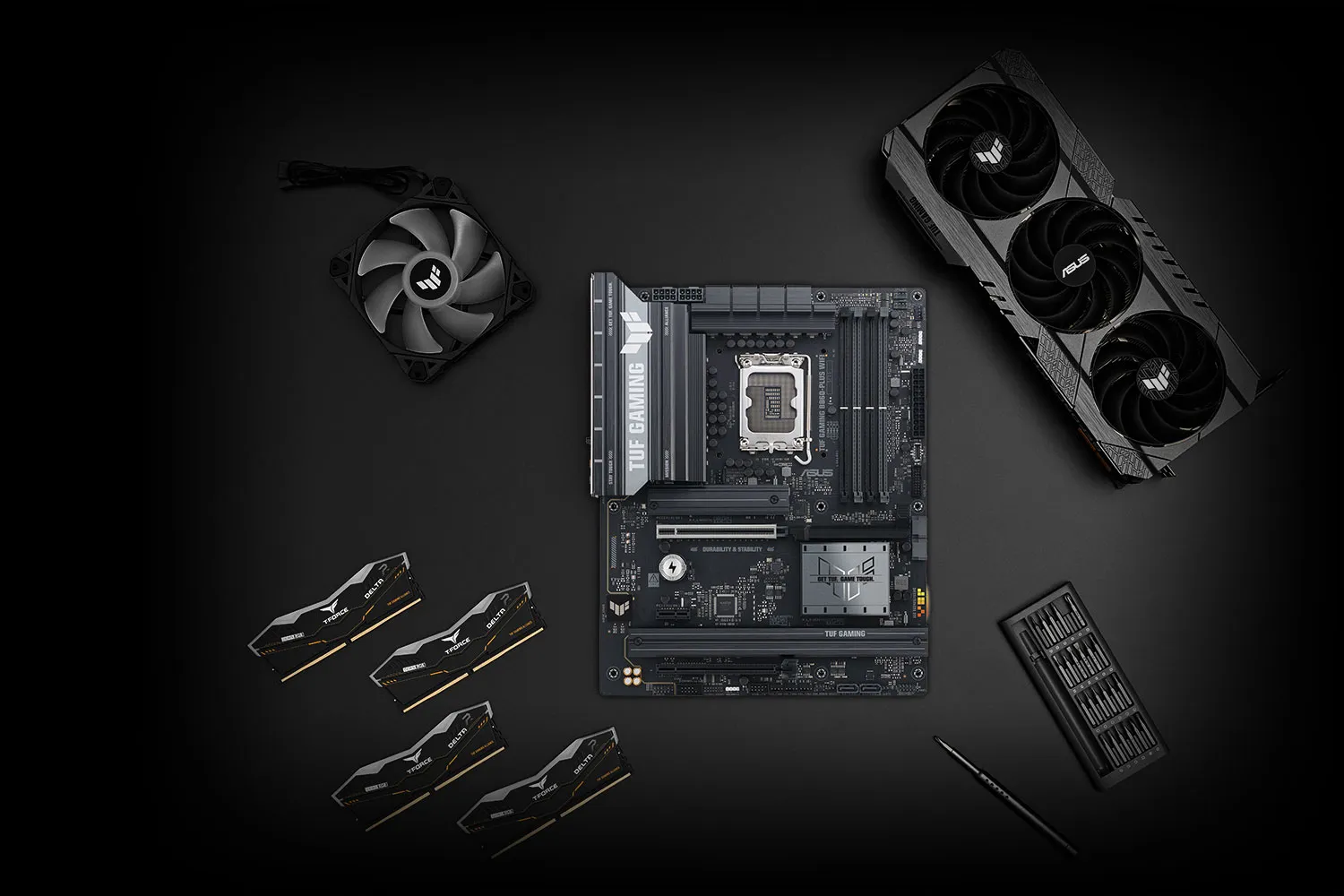 مادربرد ASUS TUF GAMING B860-PLUS WIFI همراه با کیس RGB و مانیتور گیمینگ