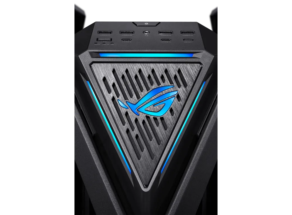 اتصالات پنل جلویی کیس ASUS GR701 درگاههای USB-C و USB-A کیس ایسوس ROG Hyperion GR701