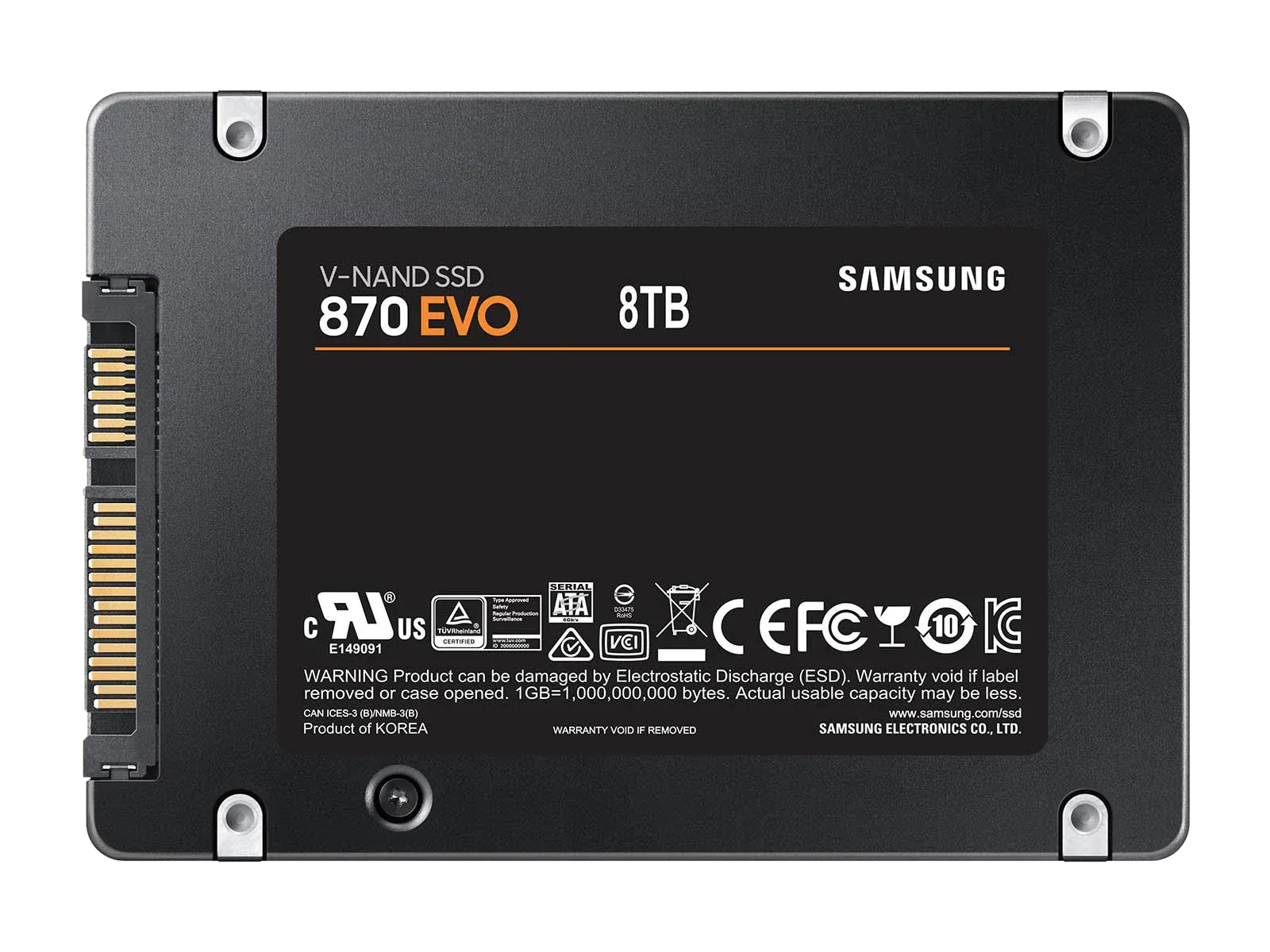 نمای پشت حافظه SSD سامسونگ 870 EVO 1TB