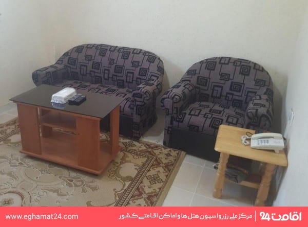 فضای نشیمن واحد اقامتی هتل آپارتمان قباد قشم